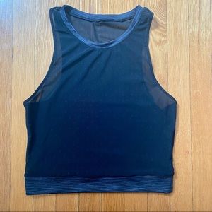 EUC Black Luxe High-Neck Mesh Tank